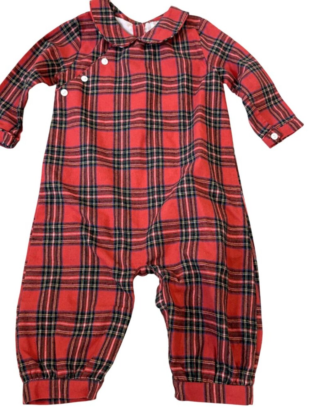 Cecil And Lou Baby Plaid Long-Sleeve Romper 18M Red & Green Cotton Snap Closure